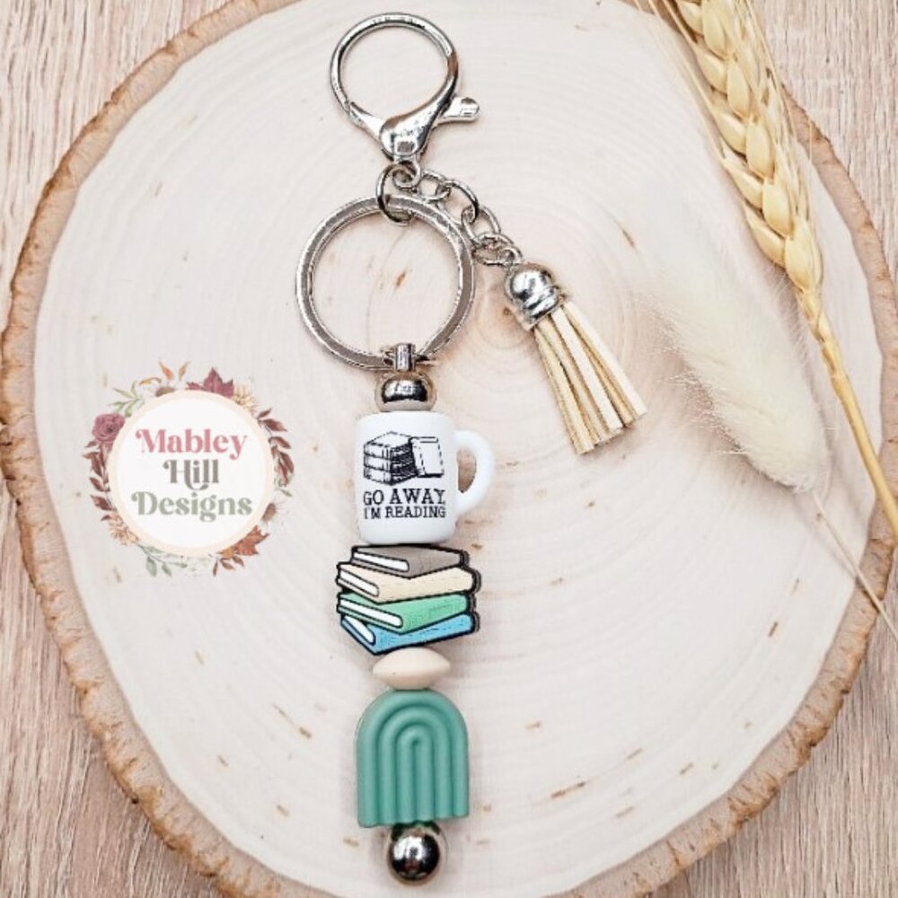 Book Lovers Keychain - Go Away I'm Reading Keychain - Book Lovers Gift - NEW!!
